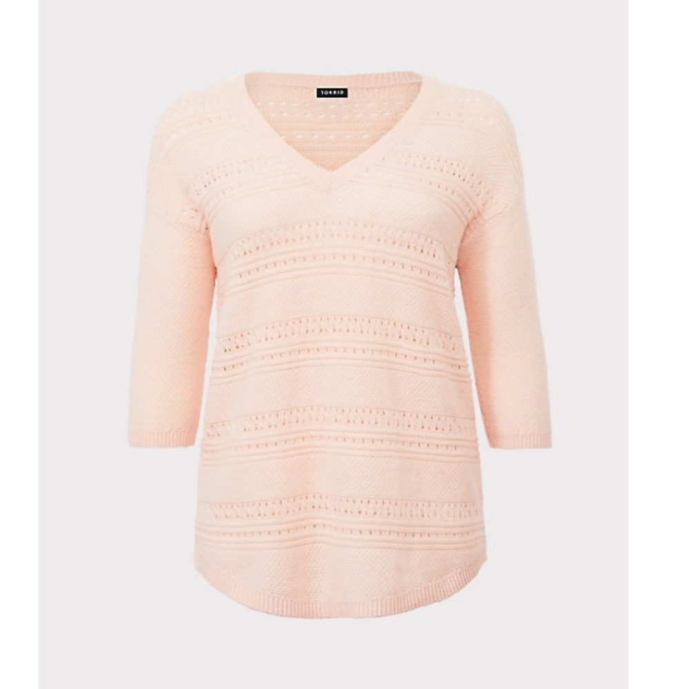 BLUSH PINK POINTELLE TUNIC SWEATER